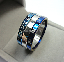 0.99$ 2015 HOT NEW Fashion Jewelry top blue sliver turn calendar men’s women’s Stainless steel Ring mes Rings LR055