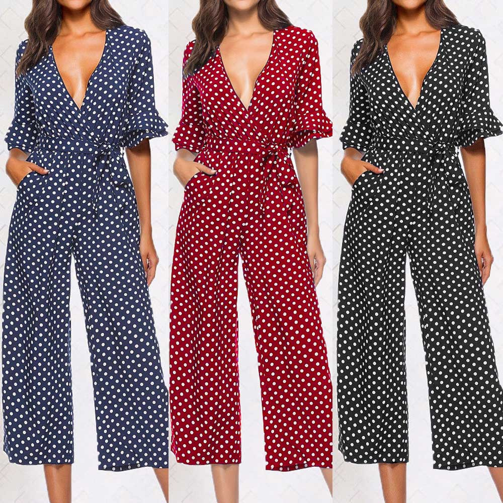 women's polka dot jumpsuit
