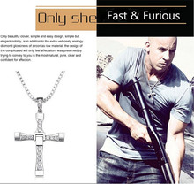 New Fast and Furious 7 Dominic Toretto Cross Pendant Necklace for Men Popular Silver Gold Plated