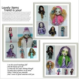 Free Shipping, 20items=Clothes + Hangers  Different Color Different Styles Doll Clothes Dress For Monster High Dolls