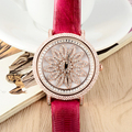 GOOD LUCK Rotating Sunflower Women Crystals Watches Light Extravagant Lady Dress Wrist watch Leather Quartz Relojes