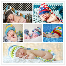 New Crochet Baby Hat Baby Christmas Stocking Hat newborn Baby Photo Prop Hat baby long tail caps