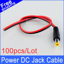 100pcs DC Power 2.1*5.5mm male cable Pigtail plug Adapter Tail extension for CCTV 12V