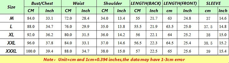 size TABLE