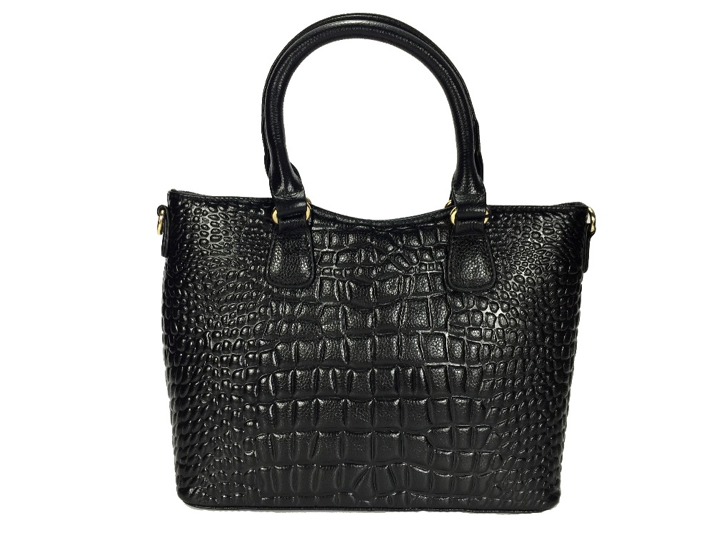 Фотография Luxury genuine leather with crocodile embossing women handbag shoulder bag fashion in solid black and red free shipping
