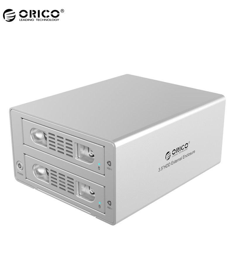 ORICO Aluminum 2 Bay USB3.0/eSATA External 3.5'' RAID SATA Hard Drive Enclosure - Silver ( 3529RUS3-SV)