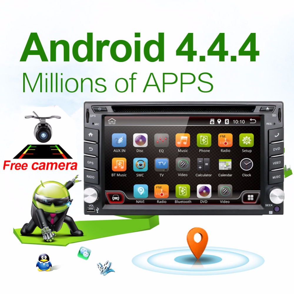 4.4 Android Car DVD Stereo camera dual-Core Capacitive Double 2 Din Car PC CD GPS BT WiFi 3G CAMERA DVR Radio iPod Parking