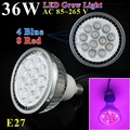 LED Grow Light Lamp E27 36W 12leds AC85 265V For Plants Flowers Hydroponic System Free Shipping