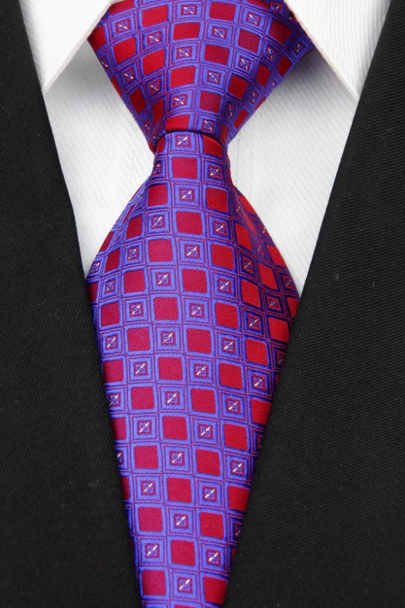 NT0056 Red Royal Plaid Smooth Jacquard Woven Classic Type Silk Polyester Man s Business Wedding Luxury