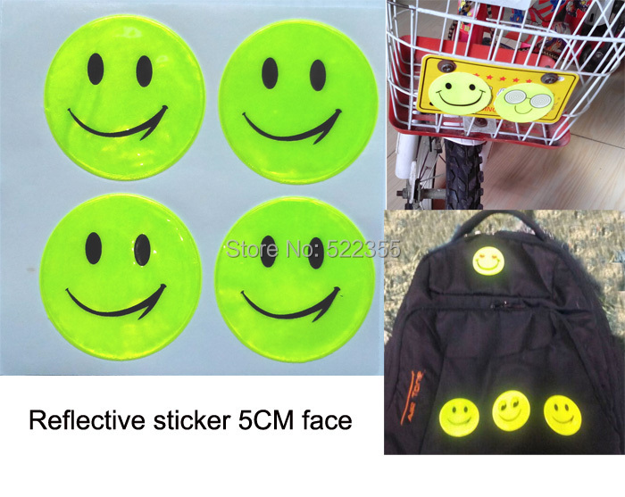 1 sheet 4 pcs 5CM Reflective sticker smile face for motorcycle bicycle kids toy any where