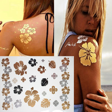 1 Sheet Flower Design Metallic Flash tattoo Body Art Tattoos Sticker, Waterproof Non-Toxic Temporary Tattoo
