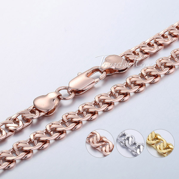 Customized Elegant 7 5MM Wide Womens Girls Chain Necklace Cut Snail 18K Rose Gold Filled Necklace