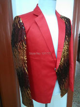 2015 men s Plus size ds dance stage costume for singer male slim paillette suit fashion