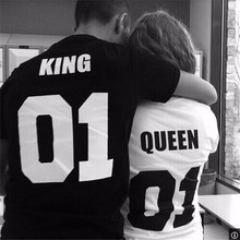 Valentine Shirts Man Cotton King Queen 01 Funny Letter Print Couples Leisure T-shirt Women Tshirt Short Sleeve O-neck T-shirt