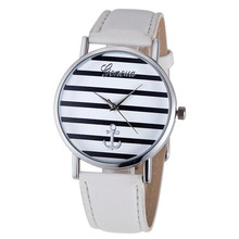 4Color Fashion Casual Women s Geneva Striped Anchor Analog Leather Quartz Wrist Watch Watches relogio feminino