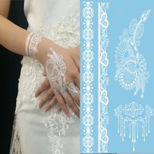 1Piece New Indian Arabic White Henna Tattoo Paste Lace Designs Wedding Bride Choker Tattoos Trendy Transferable Tatoo Sticker