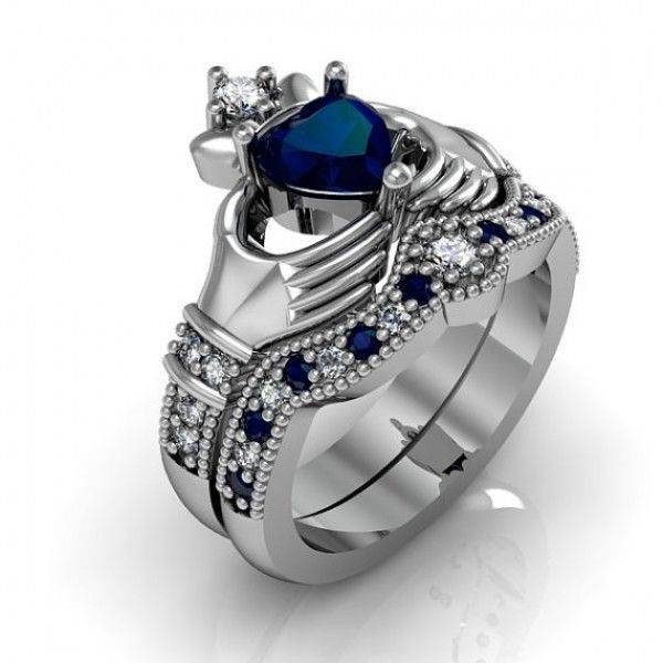 sapphire celtic wedding ring sets