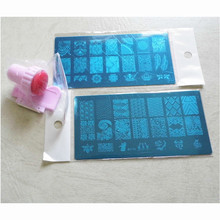 2 x Fashion DIY Polish Beauty Nail Art Image Stamp Stamping Plates+ 1 Silicone Nail Stamp 3D Nail Art Templates Stencils ZH2