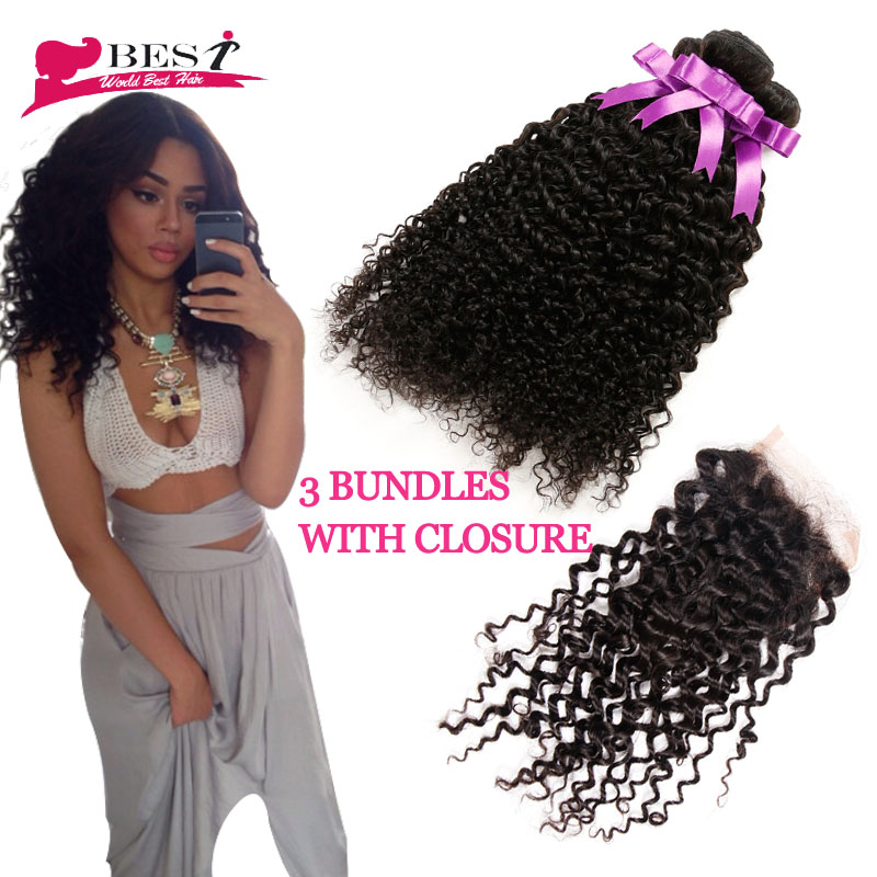 Malaysian Curly Hair with Closure Word Best Hair Virgin Malaysian Curly Closure with Human Hair Bundles Curly Hair with Closure