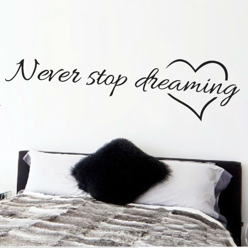 Never Stop Dreaming Inspirational Quotes Wall Art Bedroom Decorative Stickers 8567 Diy Home Decals Mural Art Poster Vinyl Paper 6 Inch Tile Stickers