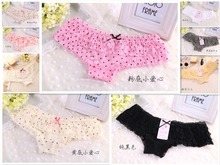 Mini order  $7) 2014 Hot sale Brand Sexy Dot calcinha female underwear women Lace Ruffles Women’s Panties butt lifter Briefs