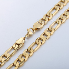 5 6 9 10mm Figaro Link Chain 18K Gold Filled Necklace Men s chain Women necklace