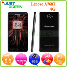 5.5″ 960X540 Lenovo A768T Android 4.4 Cell Phones MSM8916 Quad Core 1GB RAM 8G ROM 2.0MP+8.0MP Camera Dual SIM GPS WCDMA TD-LTE