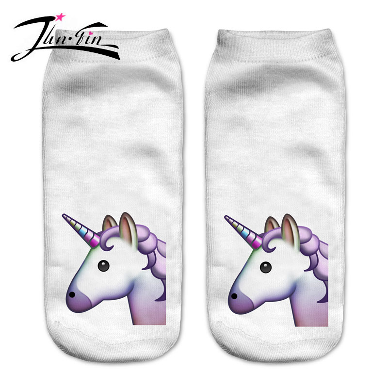 Emoji единорог смешные носки Горячая Продажа 3d Отпечатано женщин носки low cut лодыжки короткие spaort носки