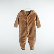 Cute Winter Warm longsleeve coral fleece infant baby Romper cartoon winter Jumpsuit boys girls animal overall