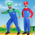 Halloween Adult Men Super Mario Luigi Brothers Costumes Men Plumber Costume Jumpsuit Fancy Cosplay Clothing