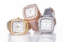 Fixon diseñador moda Rhinestone relojes mujeres se visten de cuero a estrenar de lujo caja cuadrada 3 colores Relogio Feminino Christmans regalo