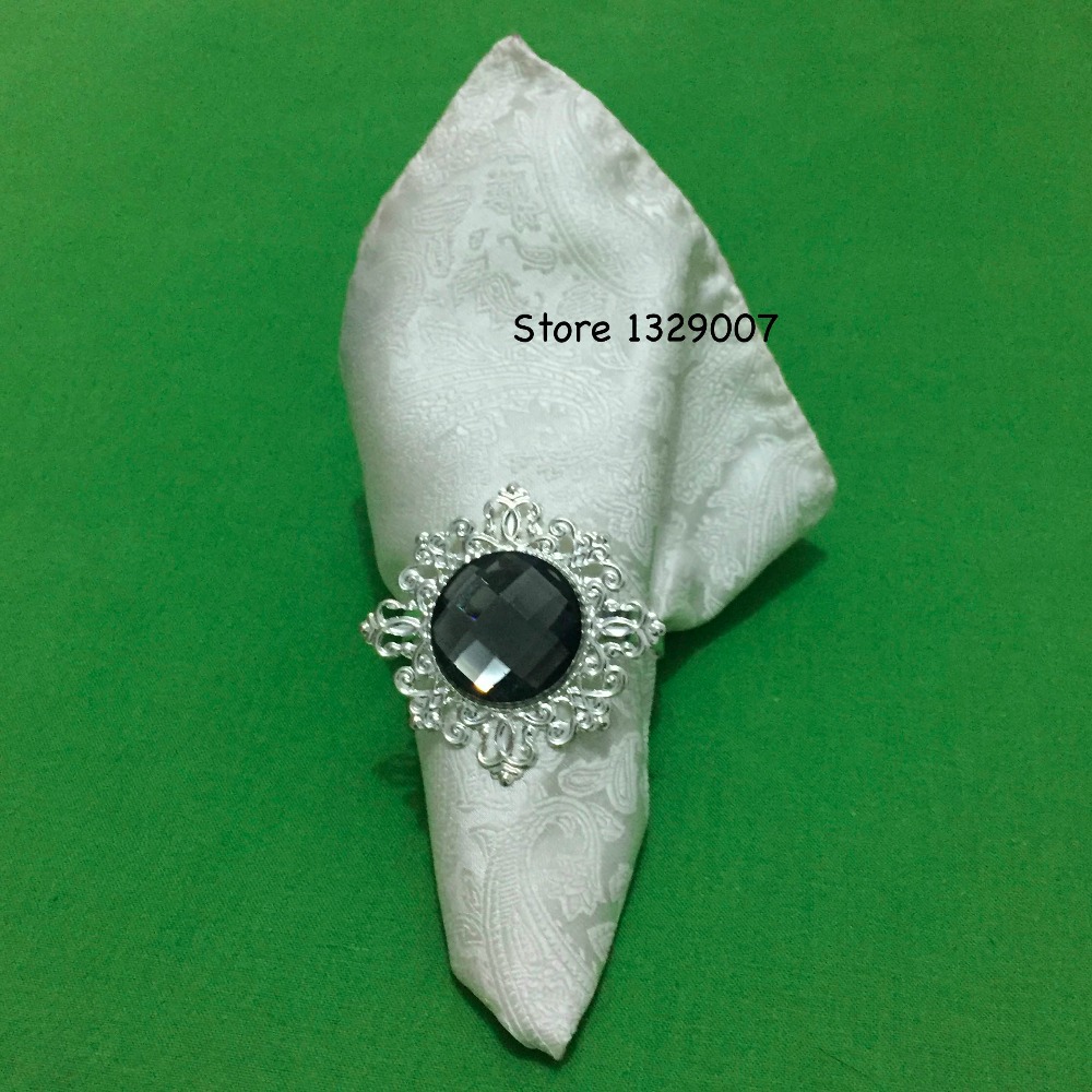 Gold diamond ring napkin holders