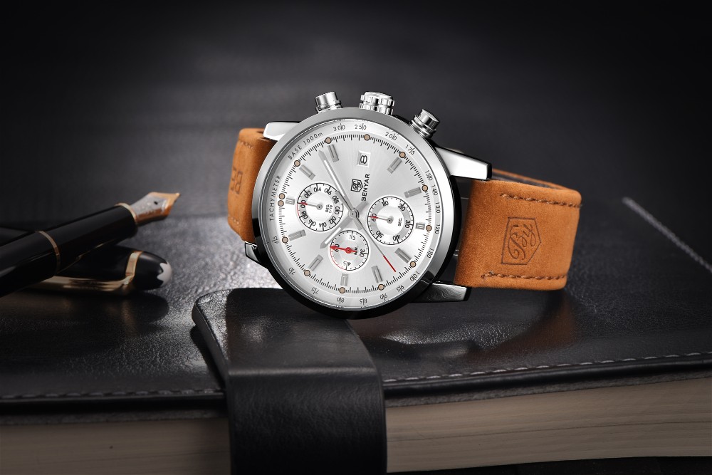 BENYAR relogio masculino Uhr Männer Military Quarzuhr Chronograph Herrenuhren Top-marke Luxus Leder Sport Armbanduhr  