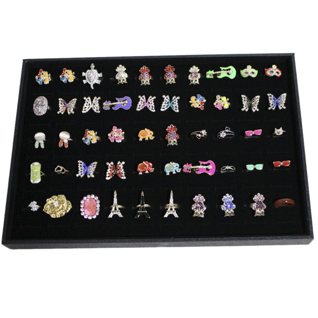 100 Slots Ring Storage Charm Pins Display Box Jewelry Organizer Holder Show Case 