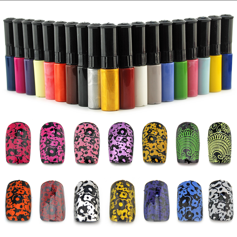 2016 Wholesales 6 Bottles/LOT painting stamping Nail Varnish Beauty Nail Polish & stamp polish nail art pen 21 colors 4 seasons