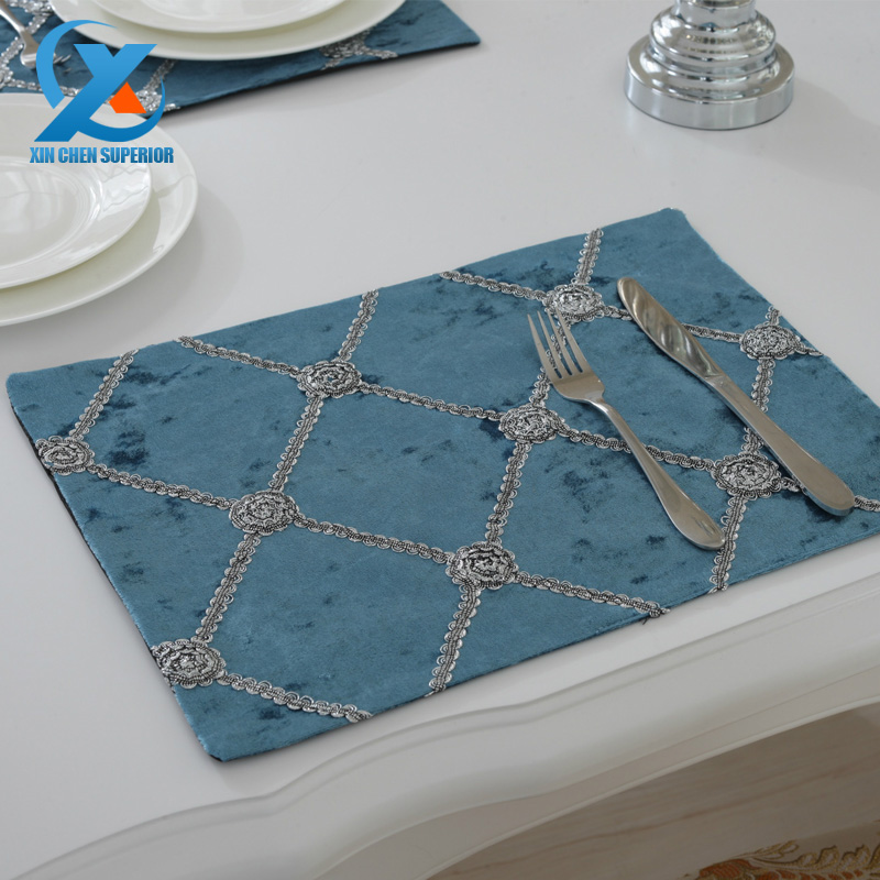 2pcs set 30 40cm Stereoscopic Flower Table Cloth Flocking font b Chequered b font Dining Table