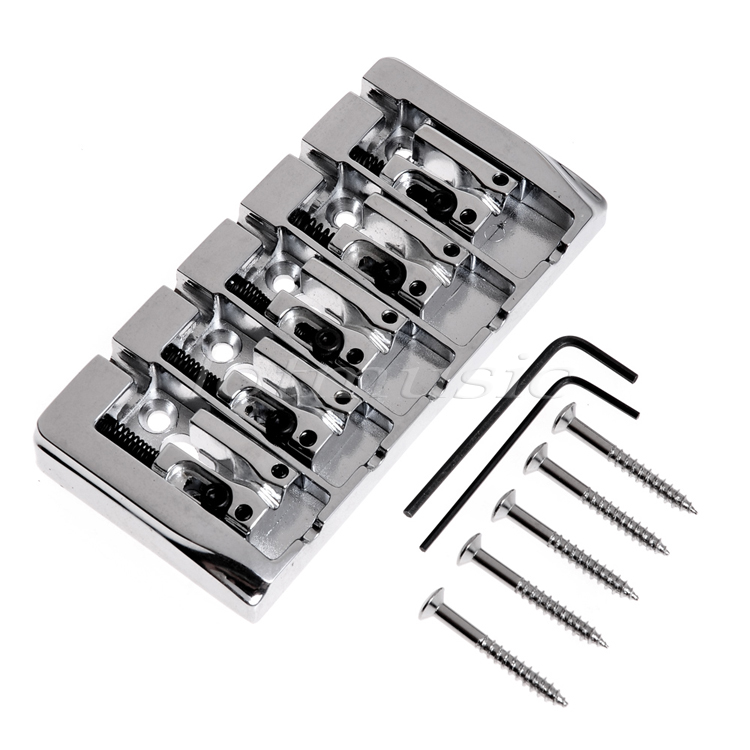 5 String Bridge Chrome Adjustable Saddle 19mm string spacing For Bass