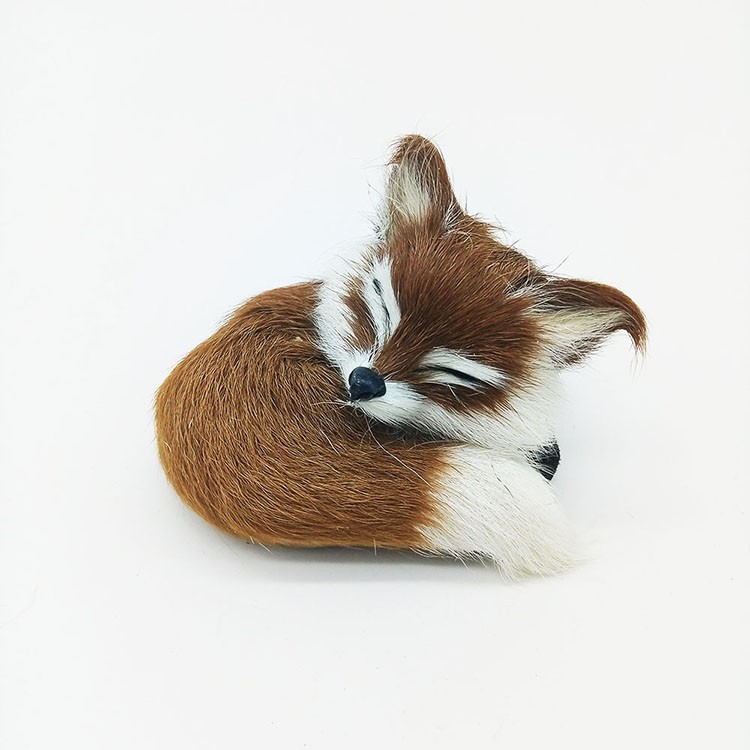simulation white fox hard model polyethylene&fur sleeping fox toy about 11x6cm 