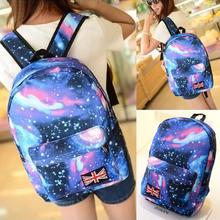 fshion lady  Oxford printing backpack Galaxy Stars Universe Space School Book Campus student Backpack British flag bag#HW03048