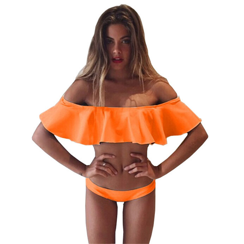 Sexy Off Shoulder Ruffles Brazilian Bikini Set Push Up Girls Swimwear Women Tops Summer White Bathing Suit Sexy Off Shoulder Ruffles Brazilian Bikini Set Push Up Girls Swimwear Women Tops Summer White Bathing Suit