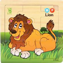 Wood child puzzle jigsaw puzzle 9 pieces of wooden baby animals 0 1 2 3 year