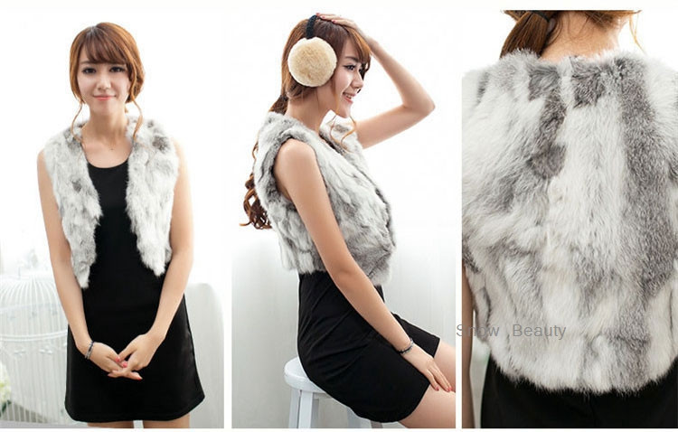 women rabbit fur vest short (7)