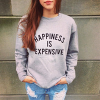 Elina 2015Fashion women harajuku happyness letter print pullover sudaderas jogging survetement femme sweatshirt hoodies sport