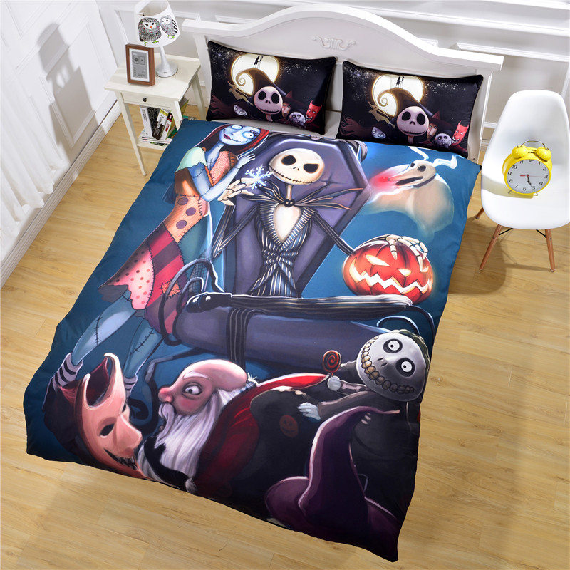 Hot Sale Nightmare Before Christmas Bedding Set Qualified Bedclothes Unique Design No Fading Duvet Cover Twin Full Queen