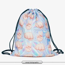 2015 New Fashion Escolar Backpack 3D Shopping Bags Softback Women Mochila Feminina Harajuku Drawstring Bag Mens