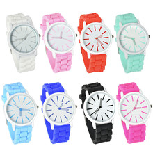 8 colores relojes de silicona correa relogio masculino mujeres jalea de moda cristal de cuarzo analógico redondo reloj de pulsera