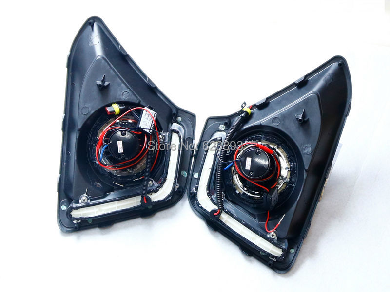 Free shipping,2x LED Daytime Running Lights DRL fog lights+COB Angel Eyes Kits For Hyundai Grand