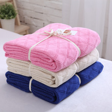 120*190CM diamond pattern swaddle big full 100% cotton knit wool baby nap blankets air conditioning blanket wool cover 11 colors