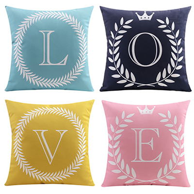 Creative 26 English letters flannel pillow cover sofa cushion vehicles office napping pillow free shipping