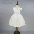 Abbyabbie Li White TuTu Dress Cute Wedding Birthday Princess Kids Baptism Lace One piece Spring Summer